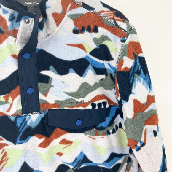 Eddie Bauer Men's Abstract Printed Fleece T-Snap Pullover Jacket Size Medium - Picture 3 of 4